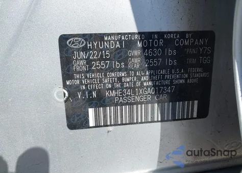 2016 Hyundai Sonata Hybrid Limited z USA, uszkodzony, nr VIN KMHE34L1XGA017347